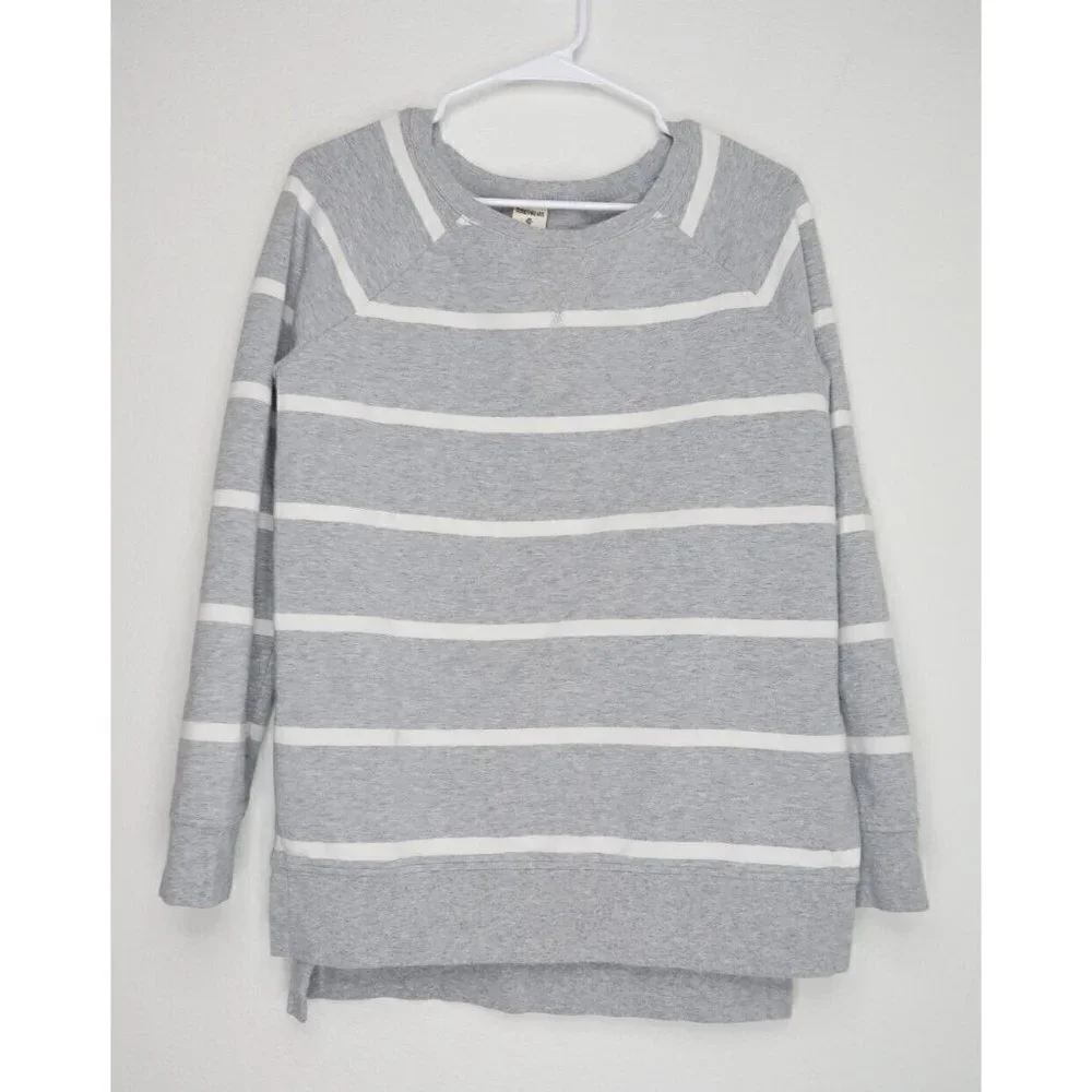 Goodthreads Sweater Heather Gray Open Stripe Long Sleeve Crew Neck Women's XS